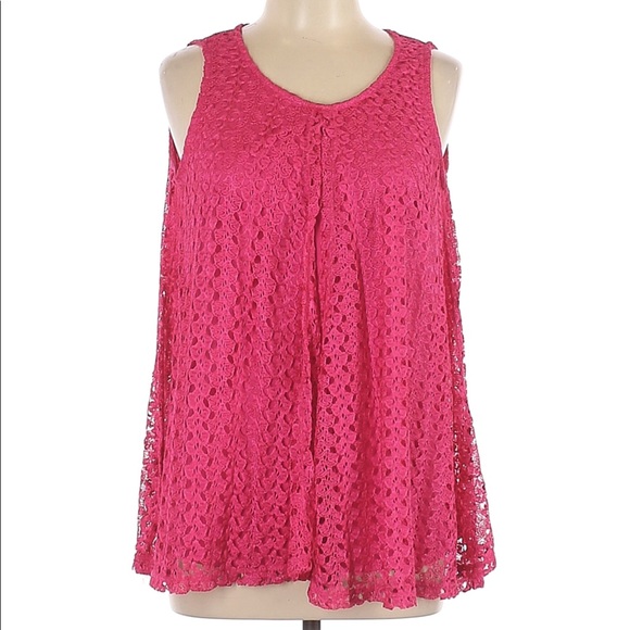 Landa by Dora Landa Tops - Landa by Dora Landa Pink Lace Swing Tank